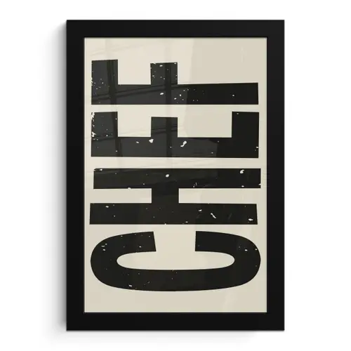 Vintage - Chef - Japandi - Zwart fotolijst zwart zonder passe partout klein -3d