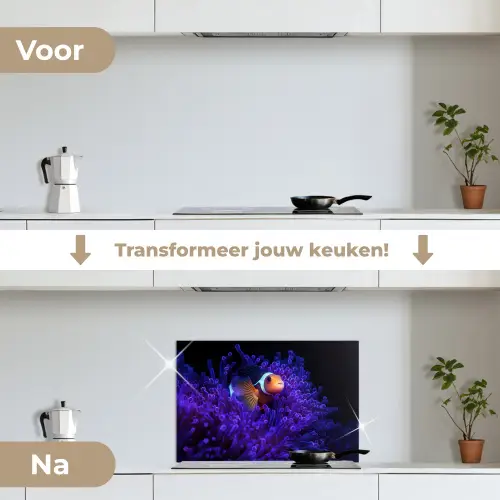 Koraal - Vis - Oranje - Zee keuken achterwand spatscherm klein -voor_na_NL
