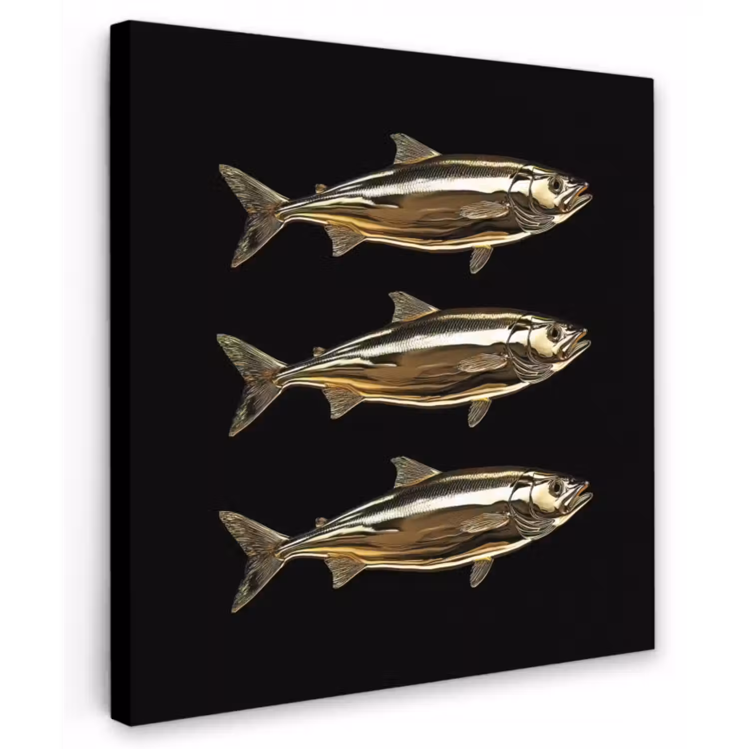 Canvas schilderij - Vissen - Goud - Zwart