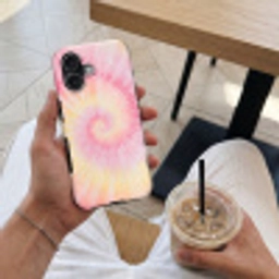 Patroon - Tie Dye - Pasteltinten - Roze Toughcase MagSafe Apple iPhone 17 klein -Sfeer1M
