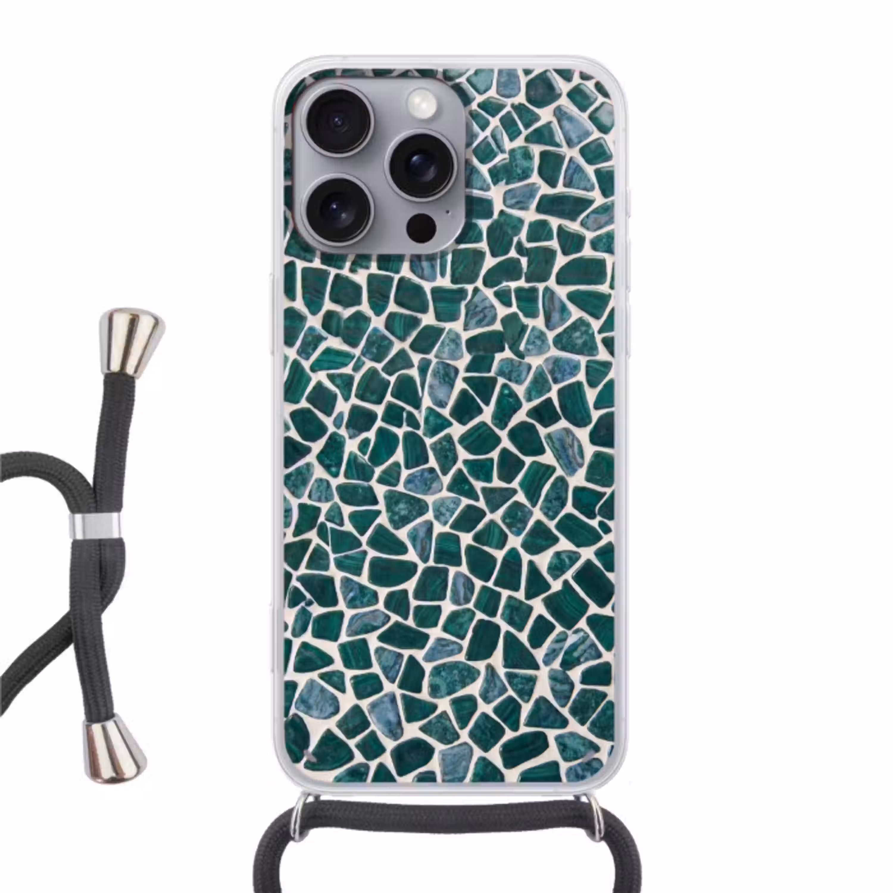 Textuur - Steen - Groen - Abstract - Patroon Hoesje iPhone 16 Pro Max met koord klein -3d
