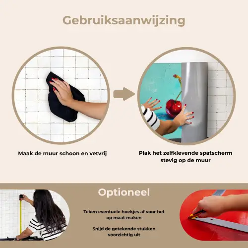 Kersen - Rood - Drie - Geverfd keuken achterwand spatscherm klein -gebruiksaanwijzing_NL
