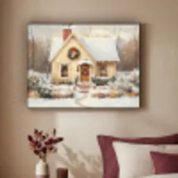 Kerst - Huis - Winter - Sneeuw Textielframe zwart klein -sfeer1