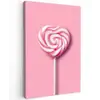 Snoep - Lolly - Hart- Roze Tuinposter op houten frame 2 cm dik middel -3d