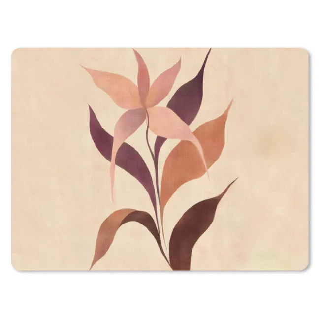 Mouse Pad - Minimalist - Flower - Leaves - Beige