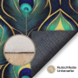 Pauw - Veren - Groen Vloerkleed Rechthoek klein 1091 -uniquesellingpoint_antislip_DE_DE
