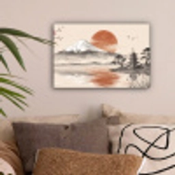Bergtop - Meer - Bloesem canvas 2cm klein -sfeer1