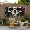 Schedel - Kettingen - Rood Tuinposter op houten frame 2 cm dik xxl -sfeer3