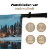 Winterlandschap - Natuur - Huis - Bergen - Sneeuw Wandkleed katoen klein -sfeer2