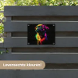 Puck - Hond - Verf - Kleuren tuinposter los doek klein -sfeer3