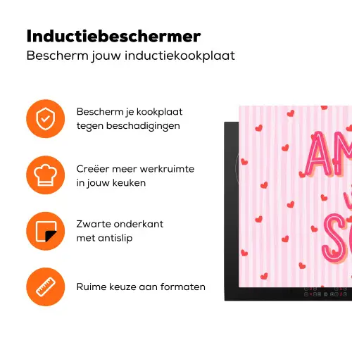 Amore vita sole - Roze - Hartjes Inductie beschermer vinyl 3mm klein -zzzzzzz-td-ups