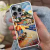 Kustdorp - Huisjes - Mozaïek - Zee Hoesje iPhone 16 Pro Max met koord klein -sfeer3