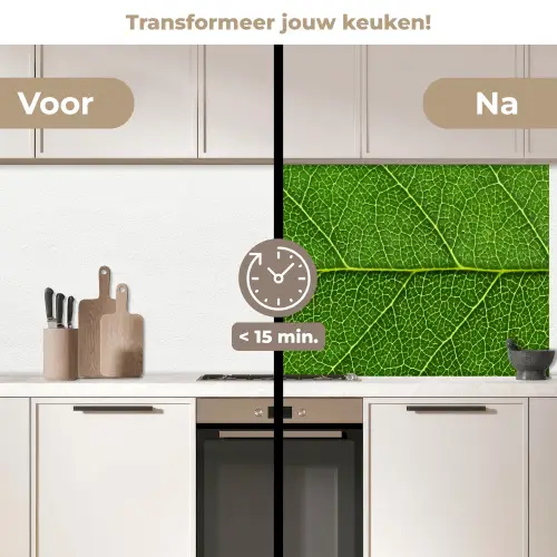 Natuur - Blad - Groen keuken achterwand 2 middel -voor-na2_NL