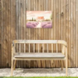 Lavendelveld - Huis - Paars Tuinposter op houten frame 2 cm dik klein -sfeer4
