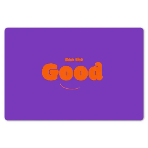 See the good - Oranje - Paars - Smiley Placemat vinyl groot -zzsfeer1_Kitchenyeah-website