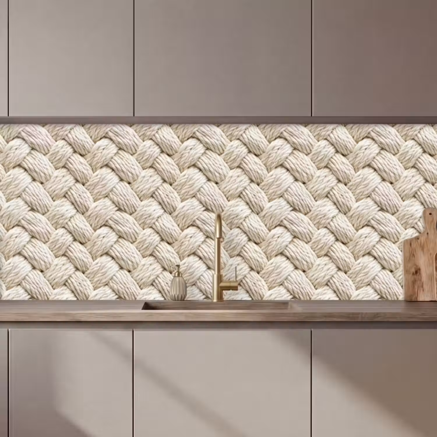 Küchenrückwand - Seil - Gestrickt - Beige
