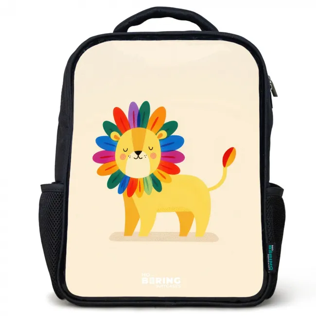 Leeuw - Manen - Kleurrijk Rugzak - Zwart middel -3d