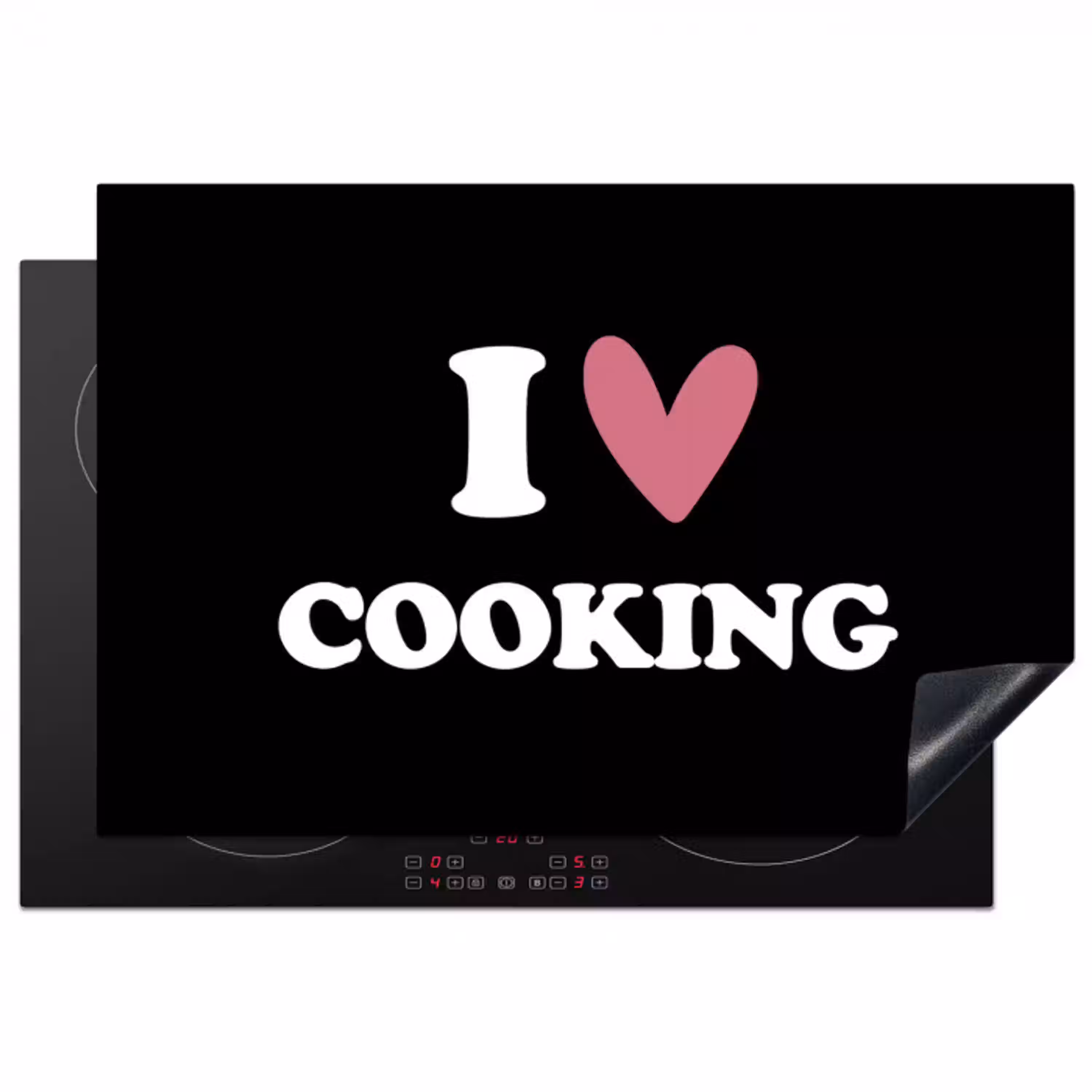 I love cooking - Koken - Hartje - Kookliefhebber - Kok - Spreuken Inductie beschermer vinyl 3mm klein -3d