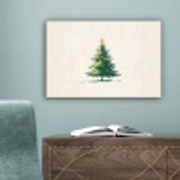 Kerstboom - Illustratie - Ster - Sneeuw canvas 2cm klein -sfeer4