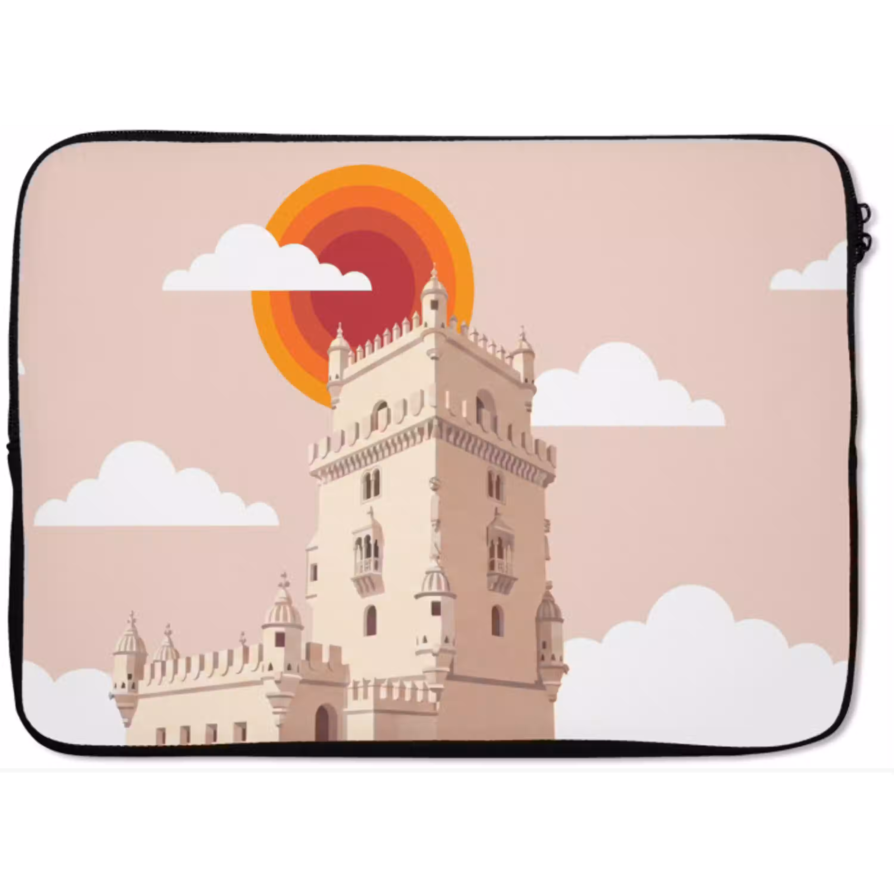 Toren - Rivier - Architectuur - Modern - Oranje laptophoes neopreen klein -zkaufland3dotto