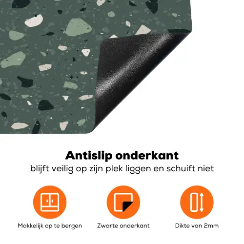 Terrazzo -  Patroon - Kleurrijk - Groen Inductie beschermer vinyl 3mm klein 276 -zzzzzzz-td-onderkant