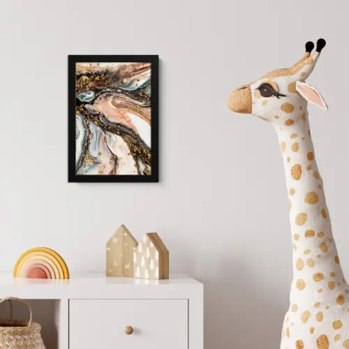 Marmerlook - Goud - Zwart - Glitter - Chic fotolijst zwart zonder passe partout klein -usfeer4_kinderkamer
