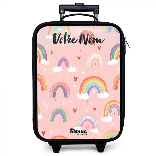 Valise enfant avec votre nom - Arc-en-ciel - Motif - Pastel