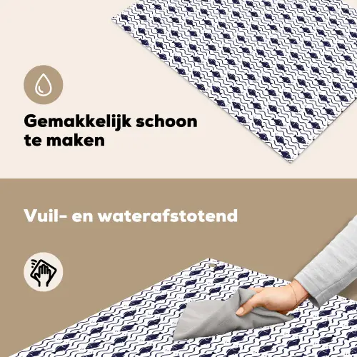 Oceaan - Visachtig - Blauw - Wit Inductie beschemer met haakjes klein 777 -ky-schoon-nl