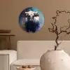 Stier - Zwart - Abstract - Horens Wandcirkel plexiglas klein -sfeer1