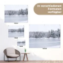 Meer - Dennen - IJs - Winter - Rustgevend tuinposter los doek klein -Xsfeer9_DE
