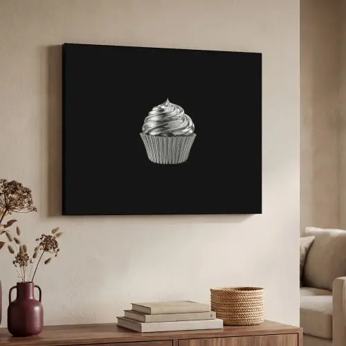 Cupcake - Luxueus - Zilver Textielframe zwart klein -sfeer3