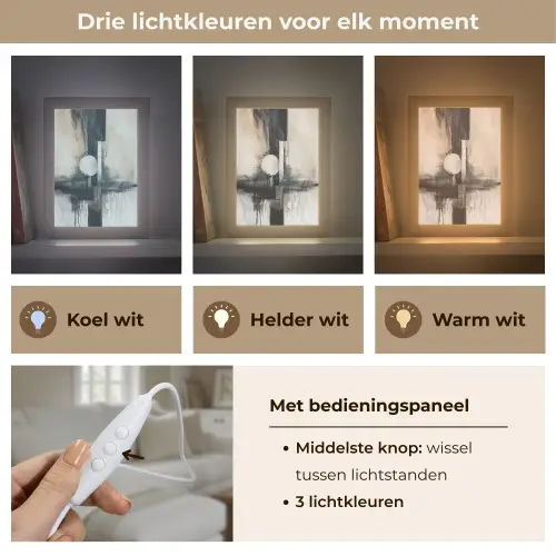 Abstract - Zwart wit - Verf - Modern Light Box met kabel (Tafellamp) klein -USP_lichtkleurNL