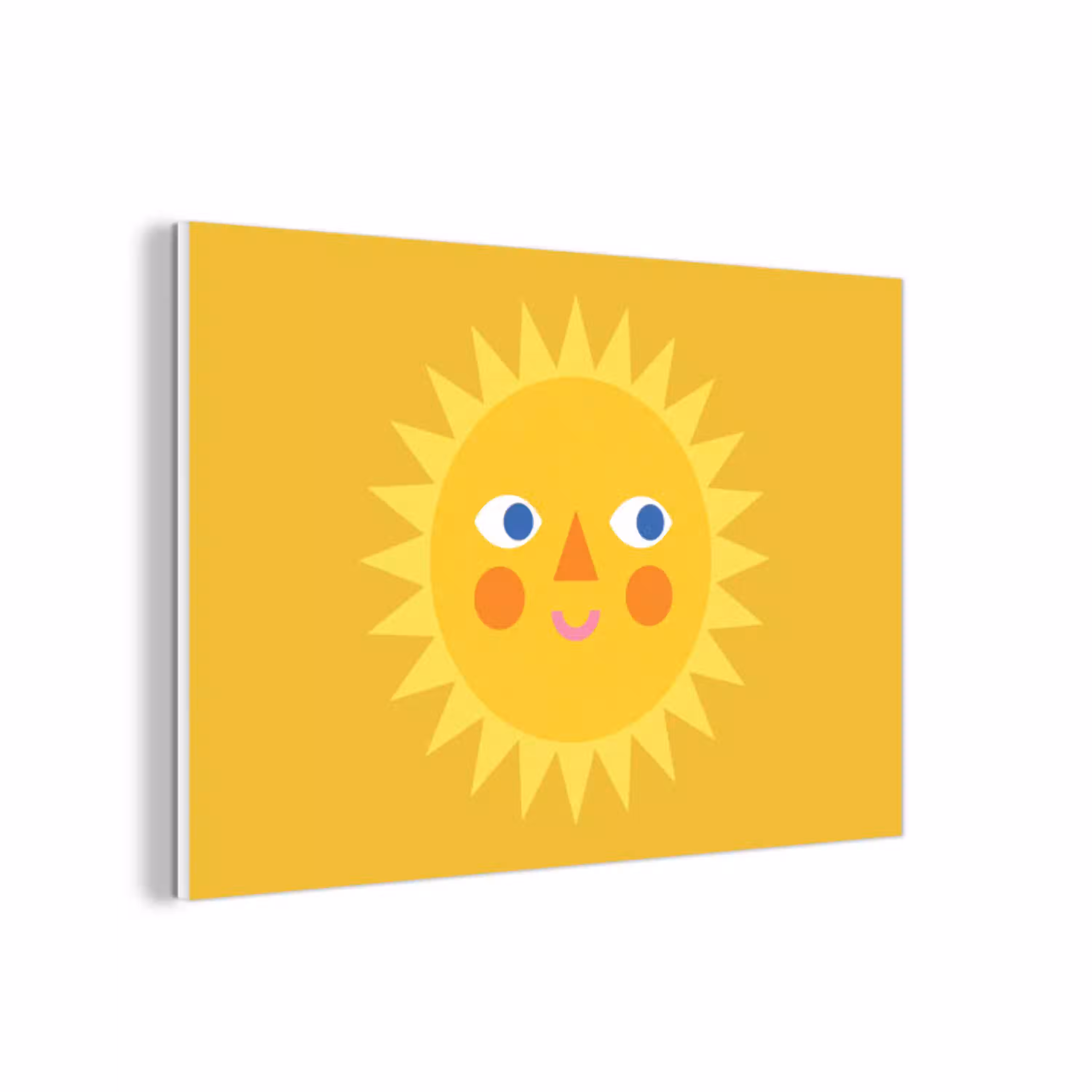 Zon - Gezicht - Zomer - Illustratie - Geel forex 5mm xxl -3d
