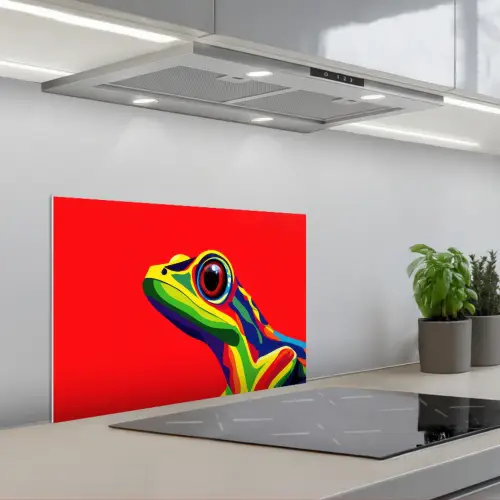 Kikker - Kleurrijk - Strepen - Ogen keuken achterwand spatscherm klein -3d_schuin