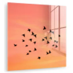 Zwerm - Vogels - Oranje plexiglas 5mm klein -zzzproduct_nieuw