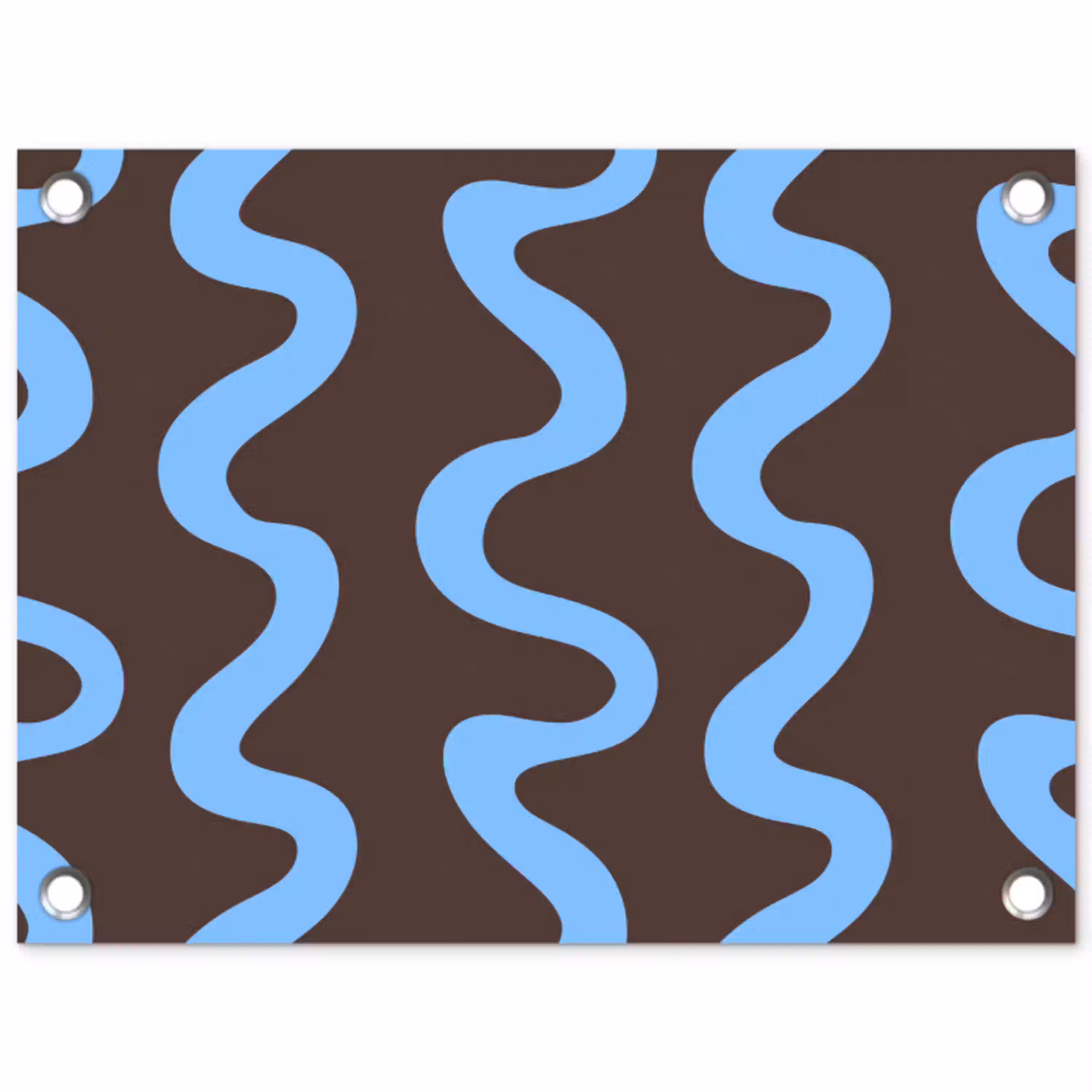 Kronkelende lijnen - Blauw - Bruin - Minimalistisch tuinposter los doek klein 239 -3d