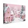 Kerstdorp - Roze - Winter - Sneeuw - Huizen Tuinposter op houten frame 2 cm dik klein -3d