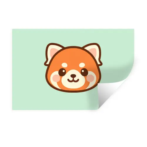 Rode panda - Groen - Cartoon Muursticker klein -3d