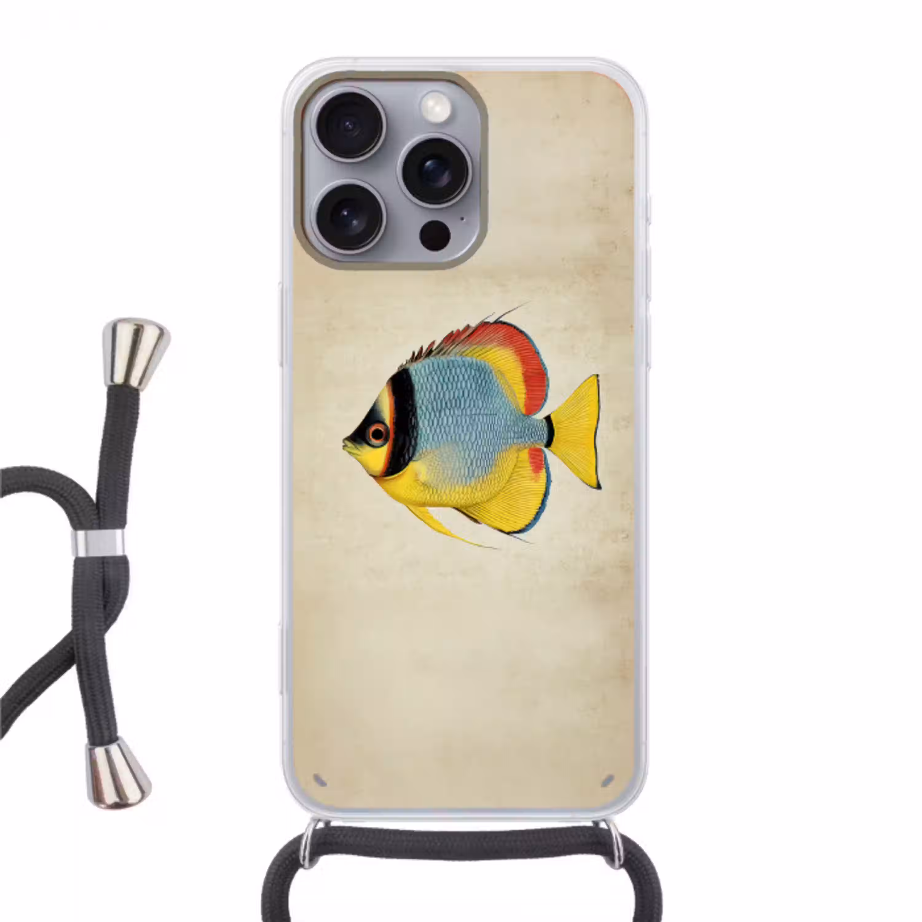 Kleurrijk - Vis - Schubben - Illustratie Hoesje iPhone 16 Pro Max met koord klein -3d