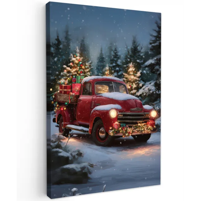Kersttruck - Sneeuwbos - Rood canvas 2cm klein -z3d