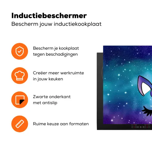 Eenhoorn - Sterrenhemel - Ster - Blauw Inductie beschermer vinyl 3mm klein -zzzzzzz-td-ups
