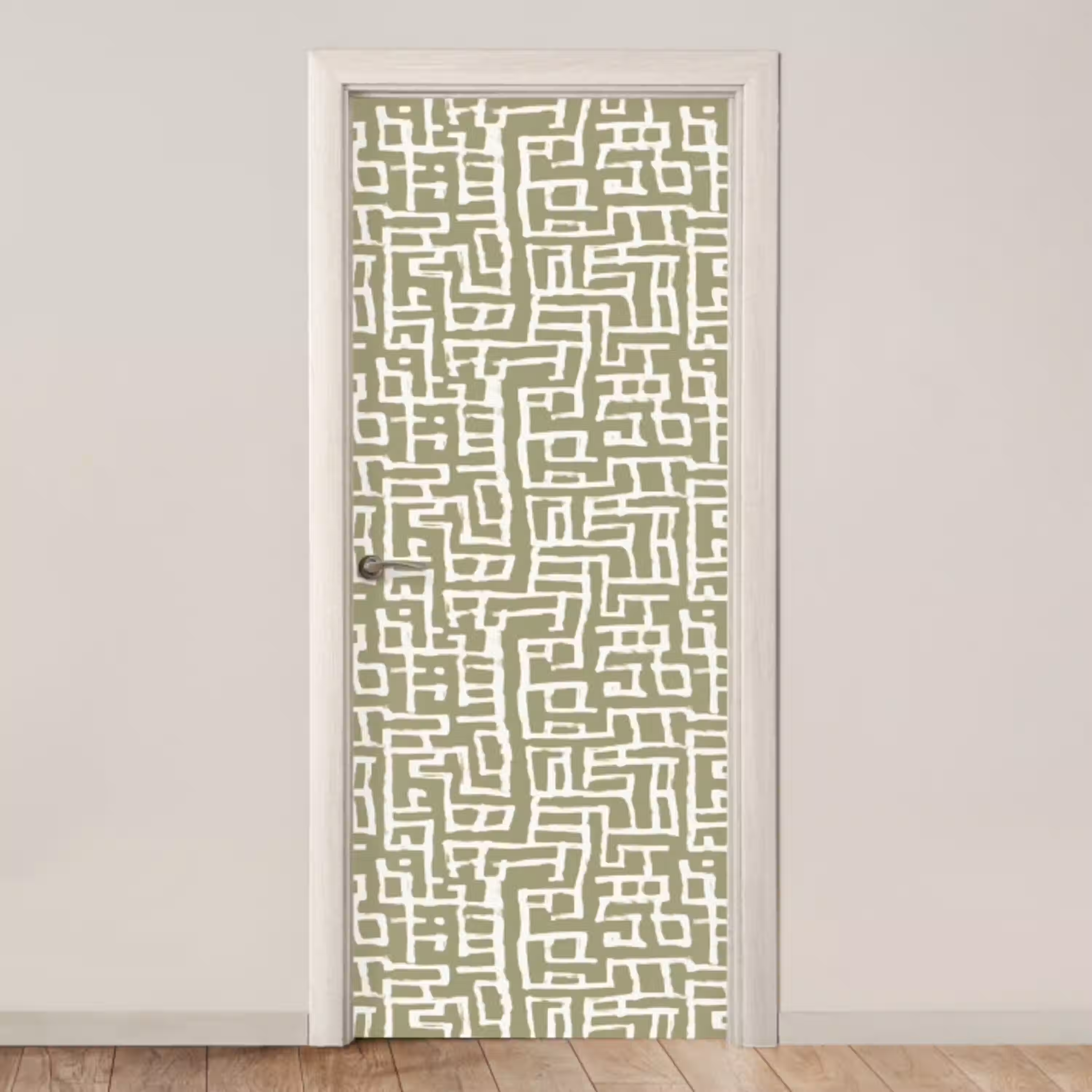 Grafisch - Patroon - Groen deurposter klein 289 -3d_beige