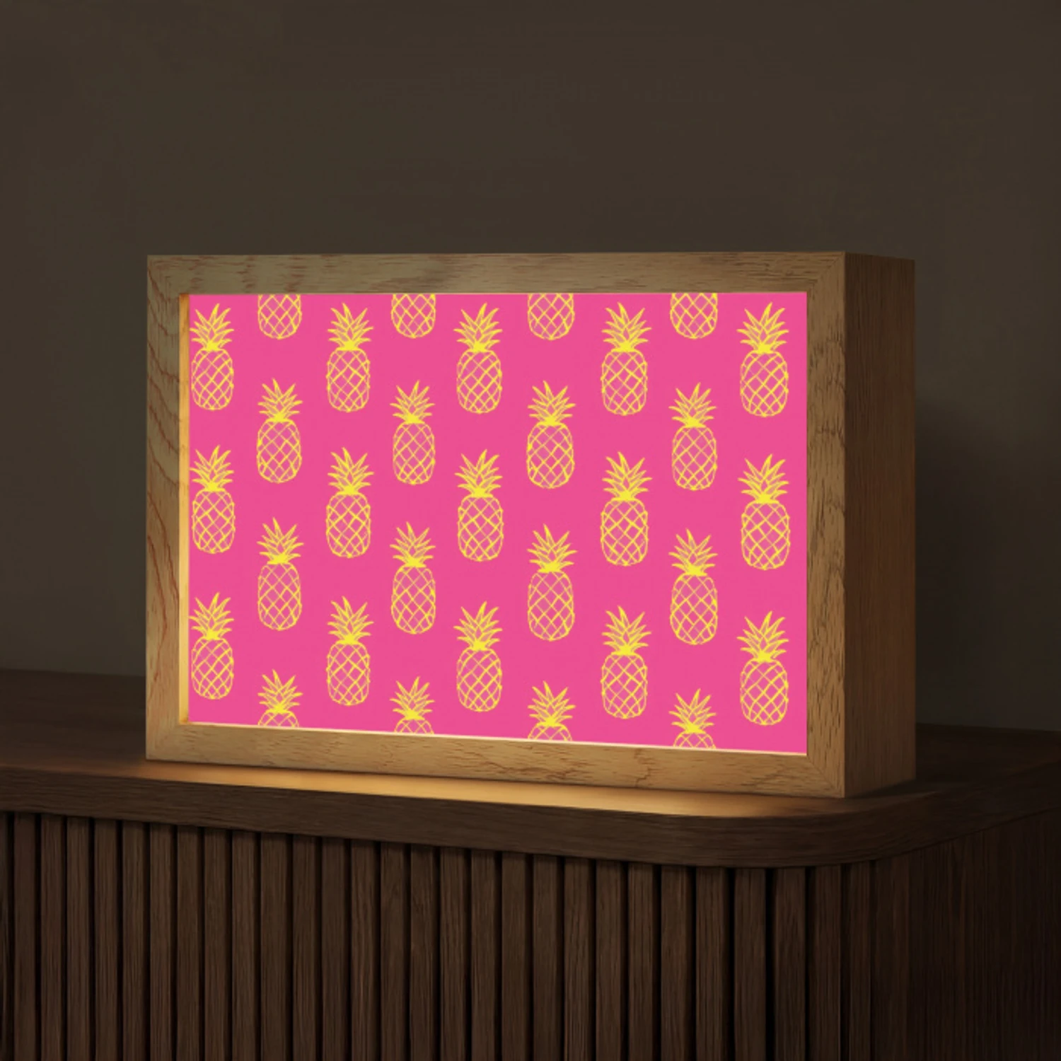 Ananas - Trendy - Roze Light Box met kabel (Tafellamp) klein 924 -z3d_website