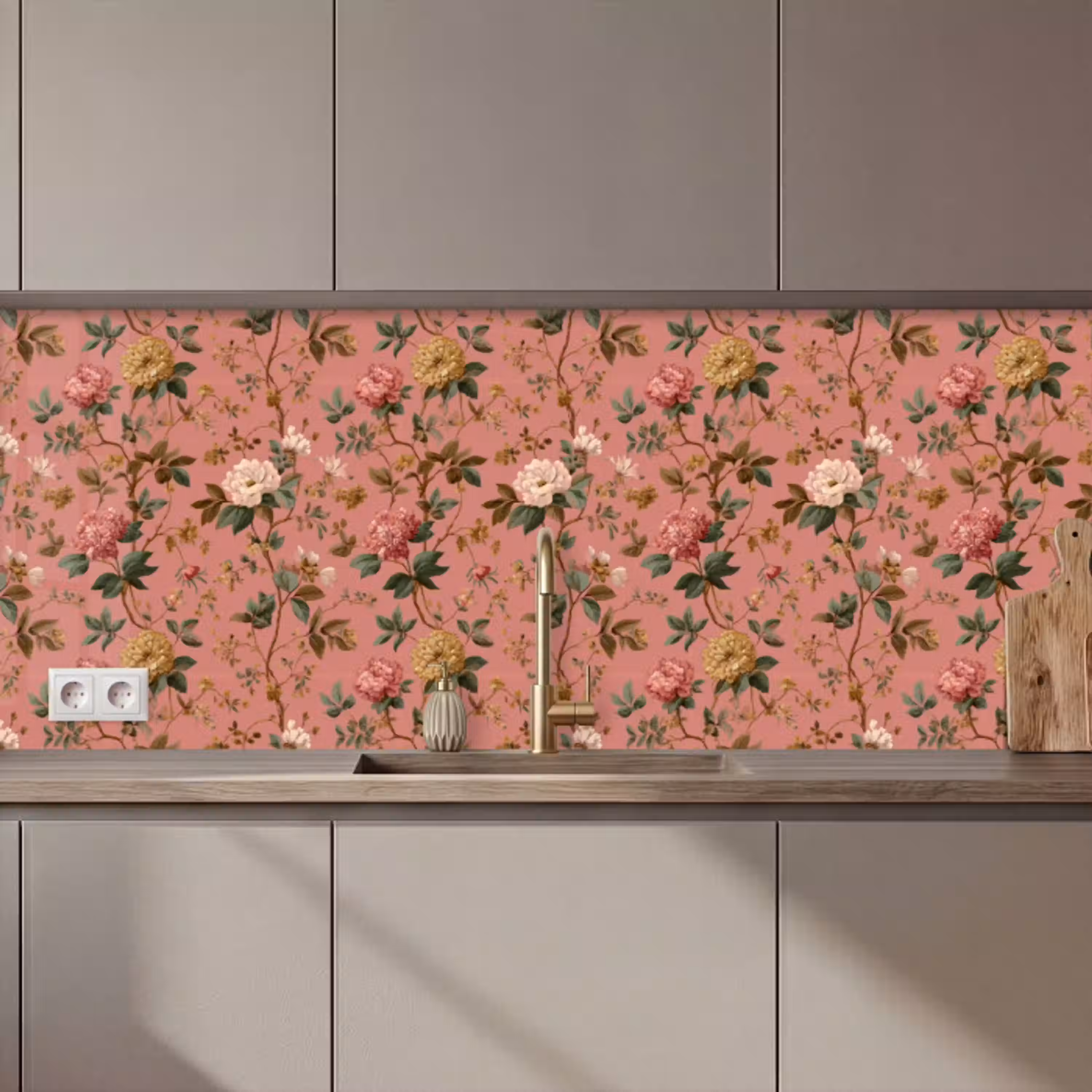 Klassiek - Botanisch - Roze keuken achterwand 2 middel 871 zz_3dshopping