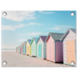 Strandhuisjes - Kleurrijk - Zee tuinposter los doek klein -3d