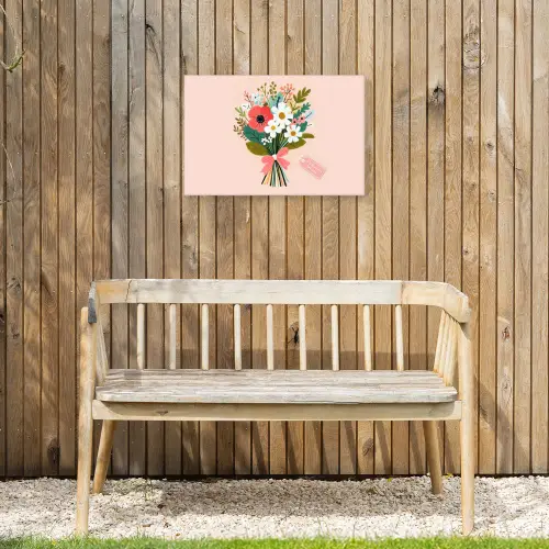 Boeket - Strikje - Kaartje - Quote Tuinposter op houten frame 2 cm dik klein -sfeer4