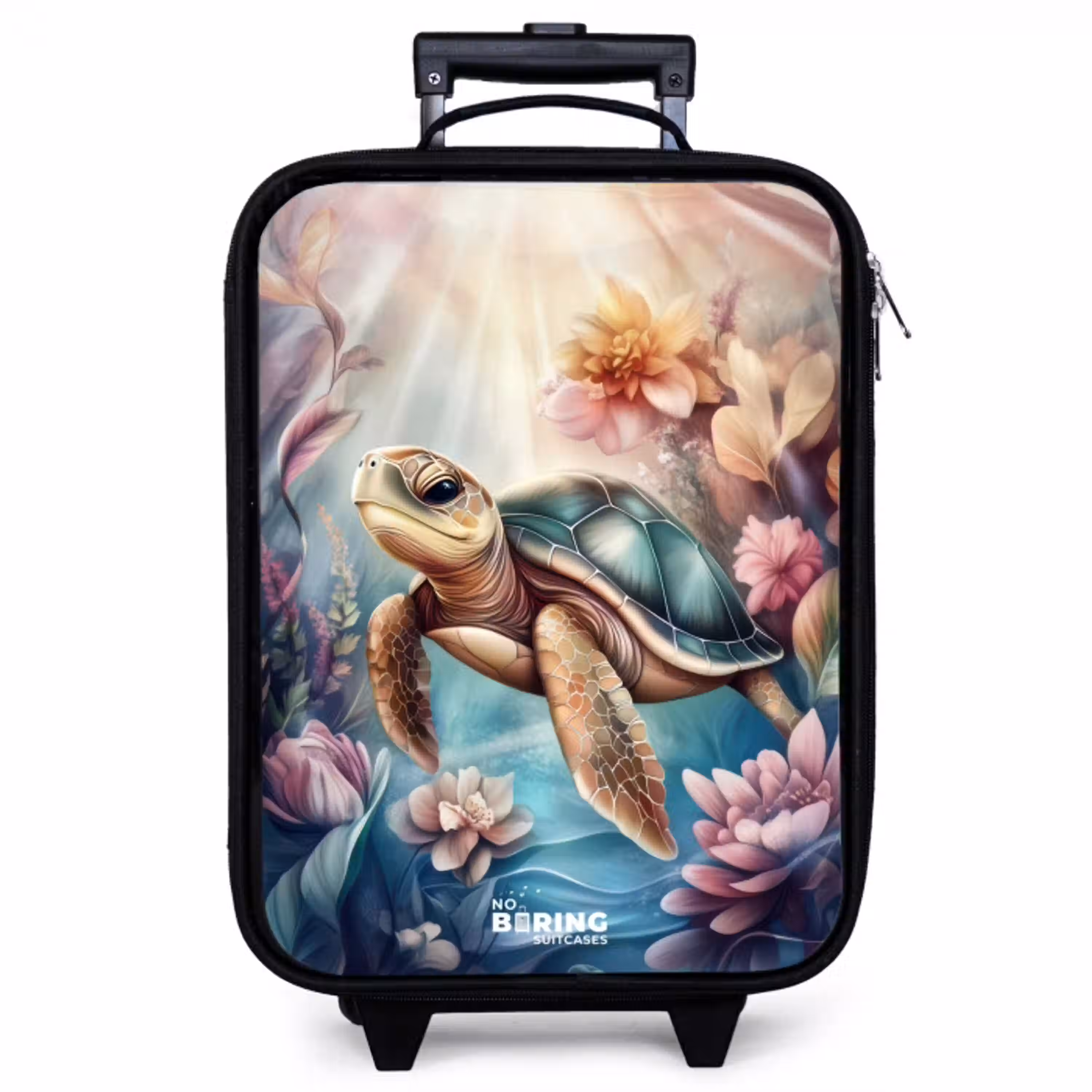 Zeeschildpad tussen bloemen onder water Kinderkoffer - Zwart klein -zzz_website3d