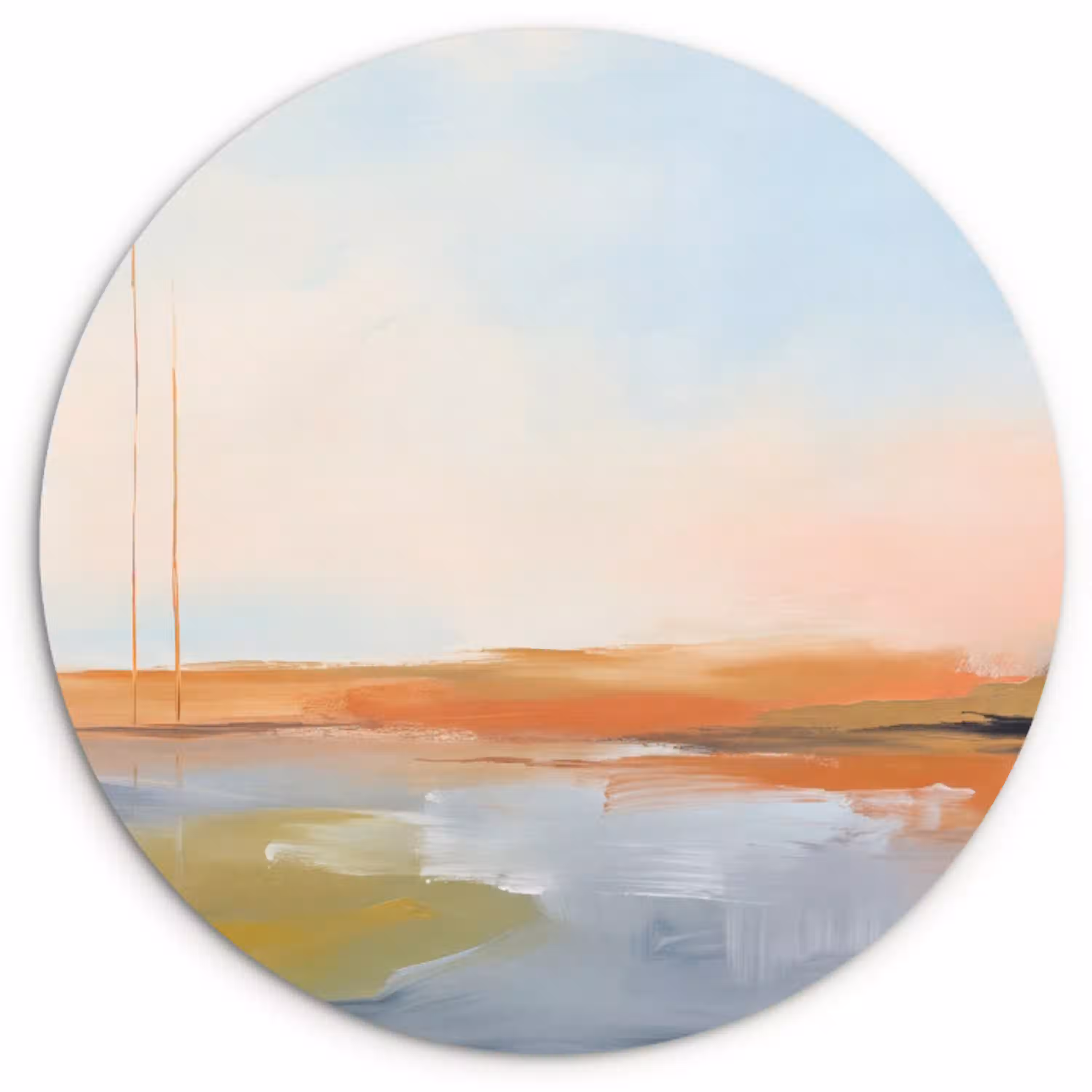 Abstract - Landschap - Horizon - Modern - Kleurrijk Wandcirkel kunststof plaat 5mm dik klein -3d