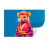 Muis - Kimono - Bloemen - Blauw Muursticker klein -3d