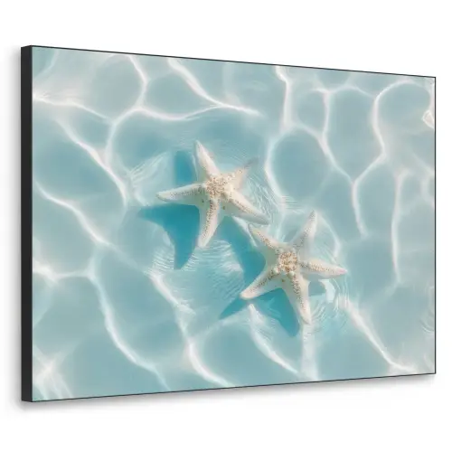 Zeesterren - Golvend water - Rustgevend Textielframe zwart klein -3d